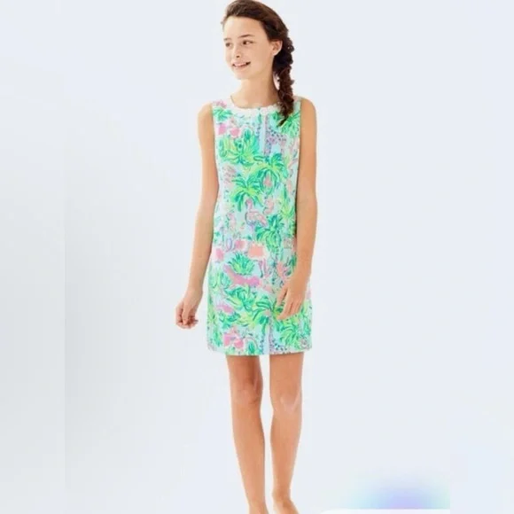 Lilly Pulitzer Mini Mila Shift Dress in Seasalt Blue on Parade Girls’ Size 12 - Picture 1 of 13